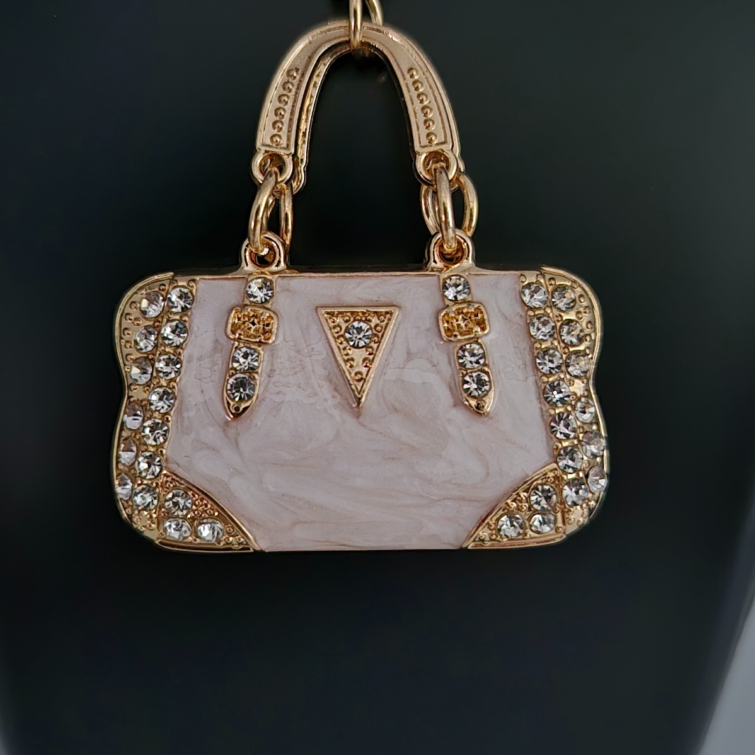 Kette mit Tasche - Weiß - Weiße Steinchen