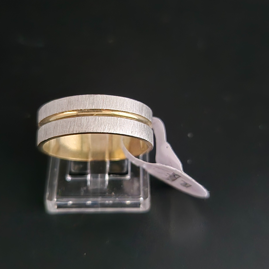 Edelstahl - Ring - Gr. 20 - Vergoldet Eine Rille