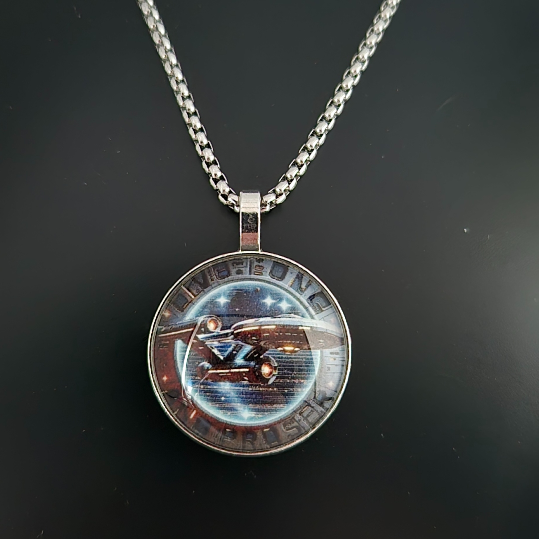 Edelstahlkette mit  Glasanhänger - Enterprise