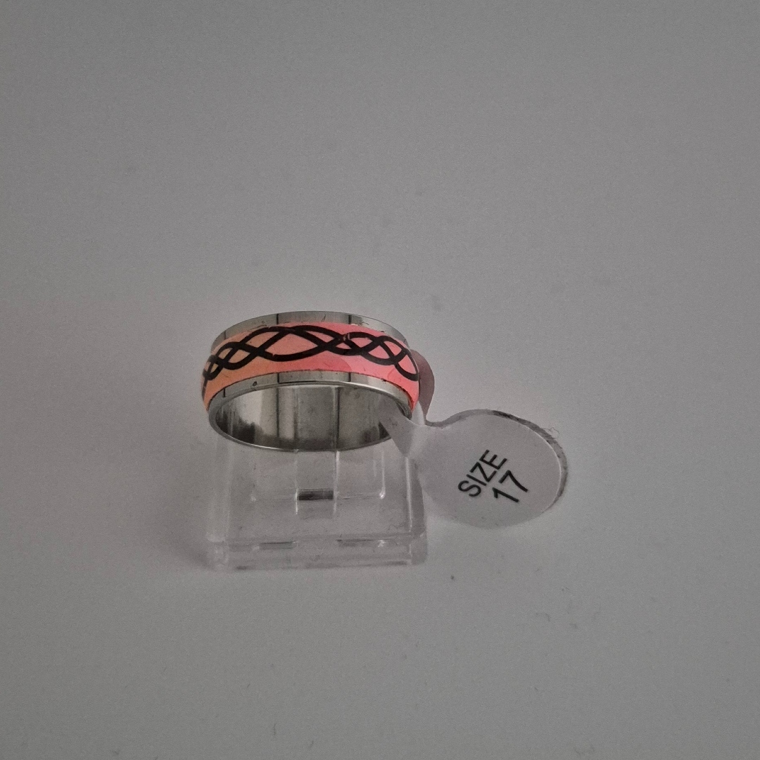 Edelstahlring - Rosa - Wellen - Gr. 17