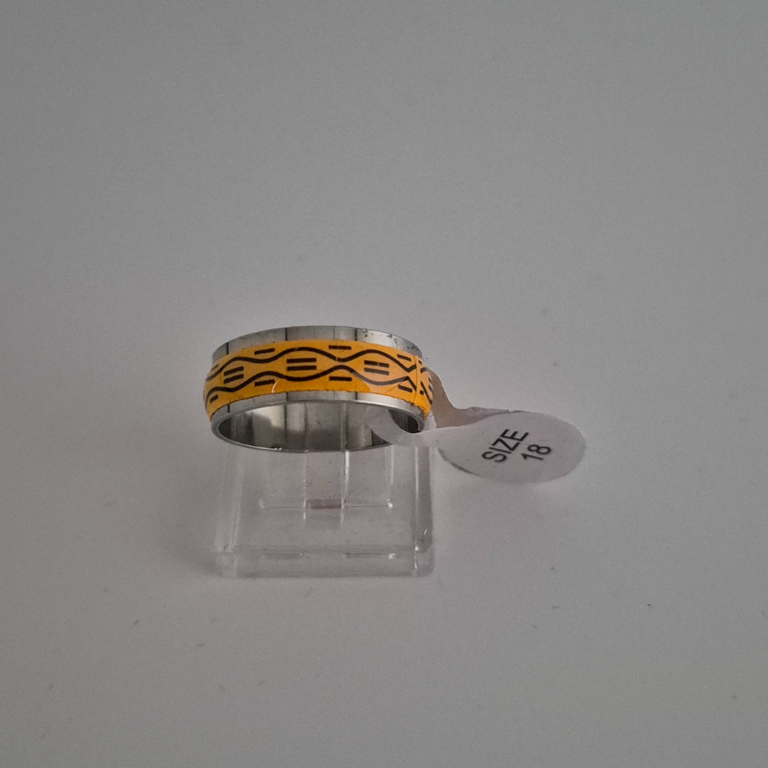 Edelstahlring - Wellen - Orange - Gr. 18