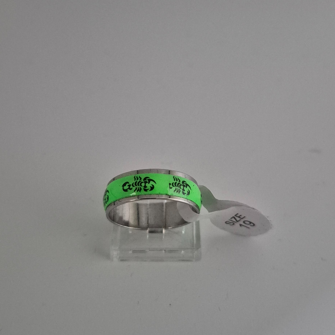 Edelstahlring - Krebs - Grün - Gr. 19