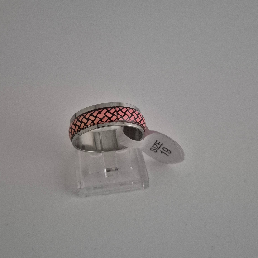 Edelstahlring - Stacheldraht - Rosa - Gr. 19