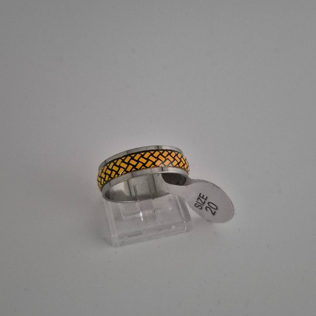 Edelstahlring - Stacheldraht - Gelb - Gr. 20