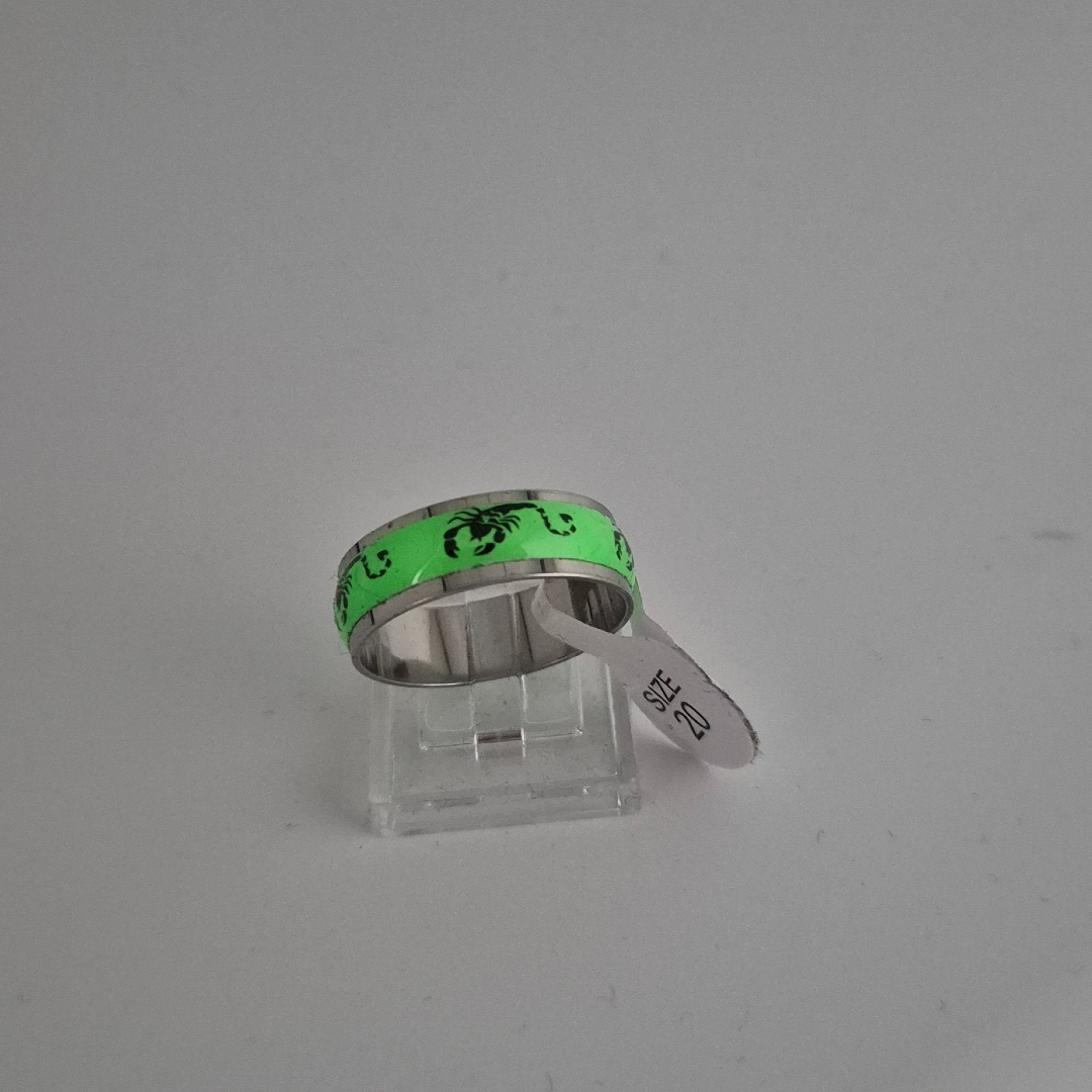 Edelstahlring - Krebs - Grün - Gr. 20