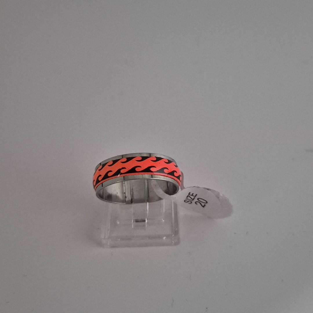 Edelstahlring - Wasserwellen - Rosa - Gr. 20