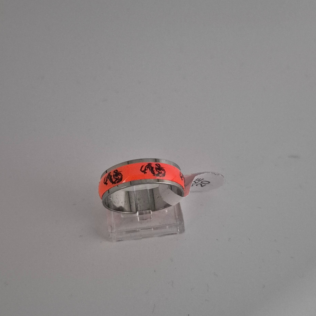 Edelstahlring - Drache - Rosa - Gr. 20