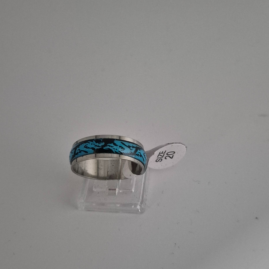 Edelstahlring - Z - Blau - Gr. 20