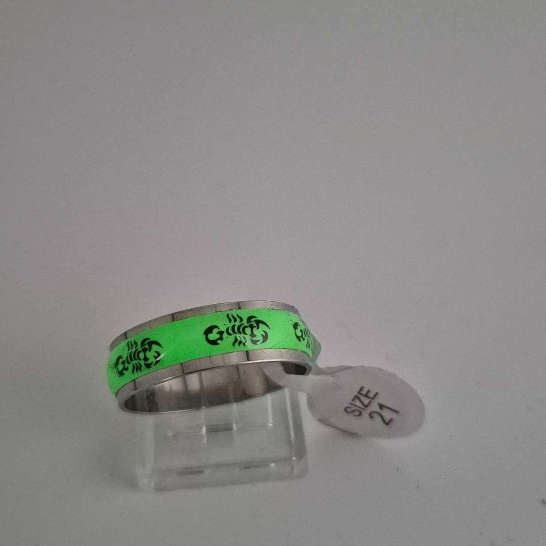 Edelstahlring - Krebs - Grün - Gr. 21