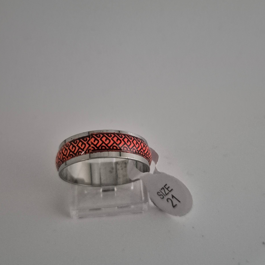 Edelstahlring - Gemustert - Rosa - Gr. 21