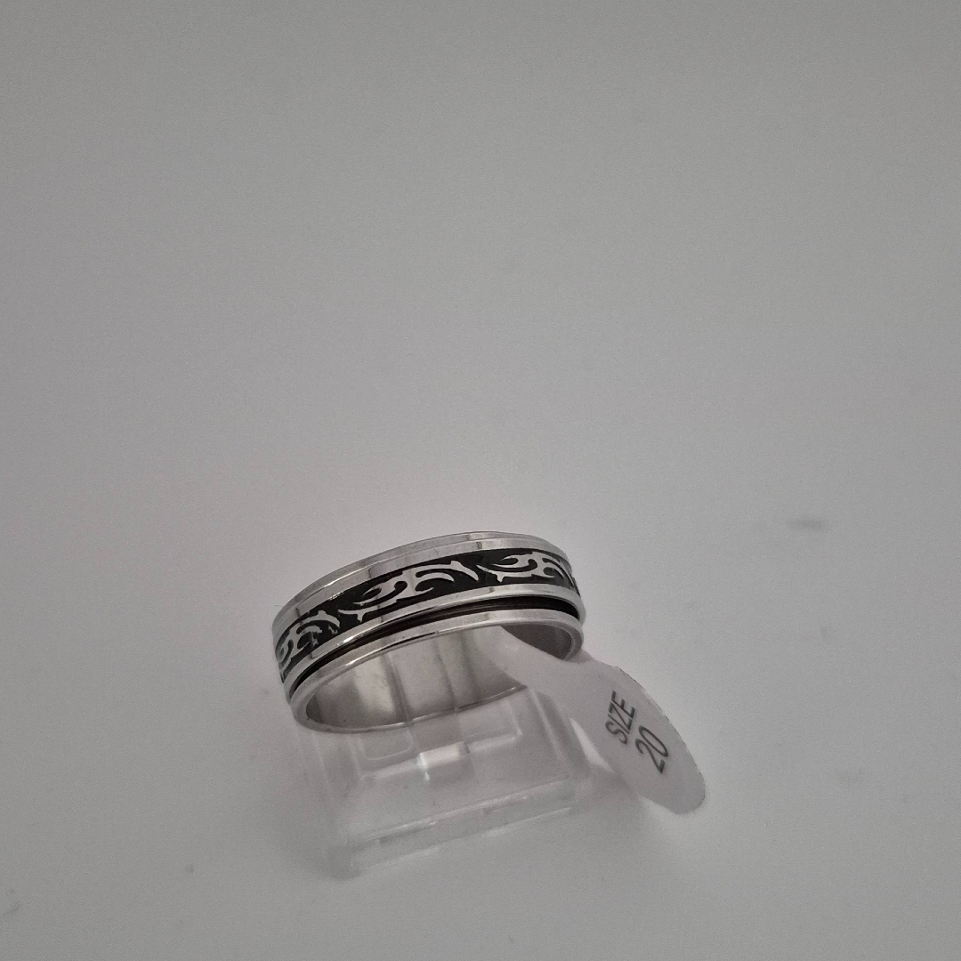 Edelstahlring - Gemustert - Gr. 20 - Breite - 0,7 cm