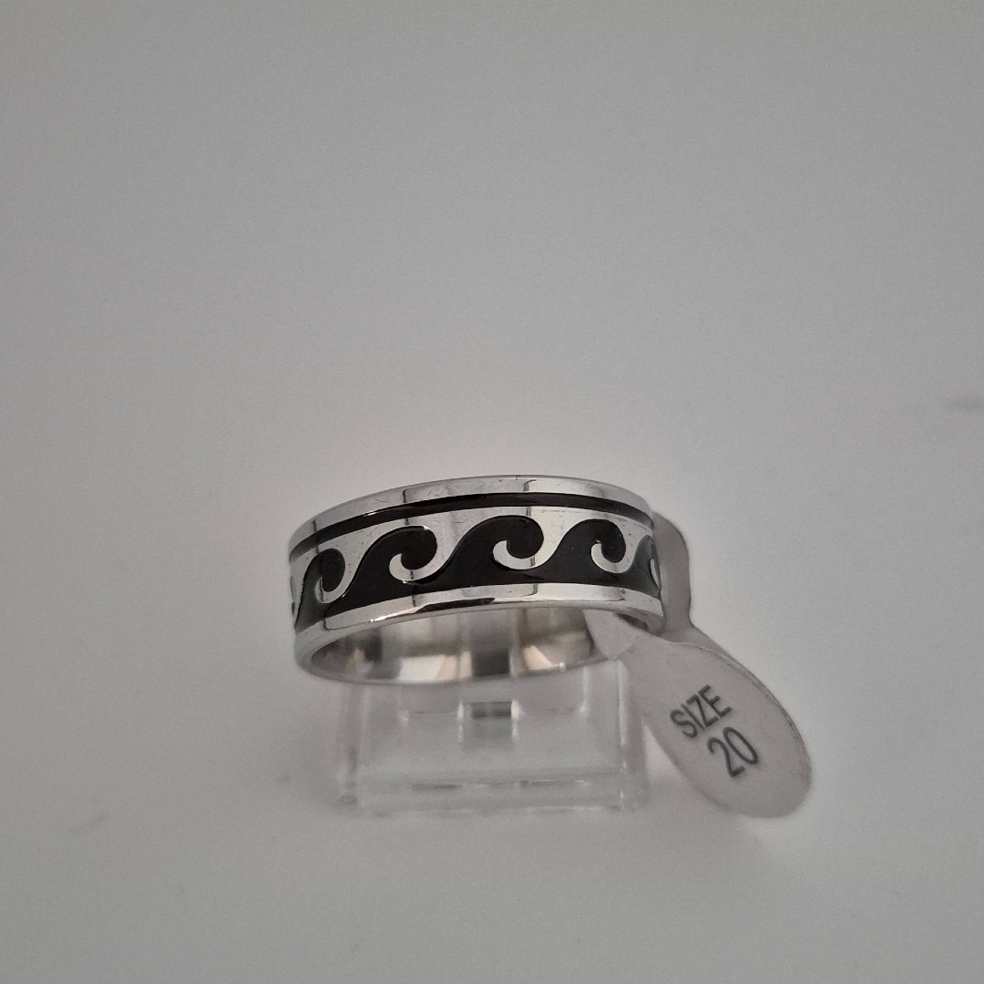 Edelstahlring - Wellen - Gr. 20 - Breite 0,8 cm