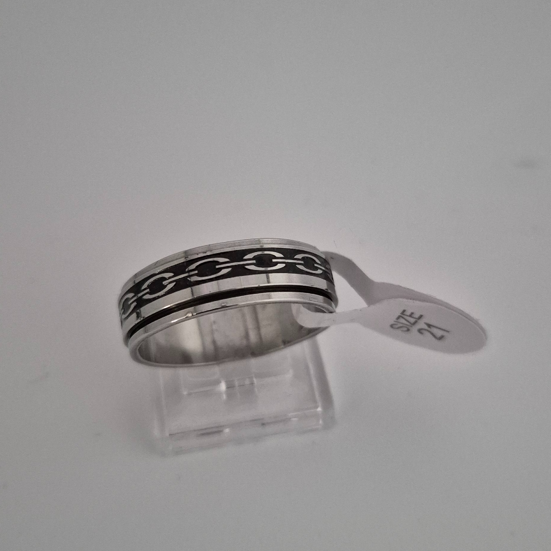 Edelstahlring - Ketten Muster - Gr. 21 - Breite 0,7 cm